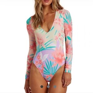 Billabong Lost In Daydreams One Piece Swimsuit Rashguard UPF 50 Womens Size L 12